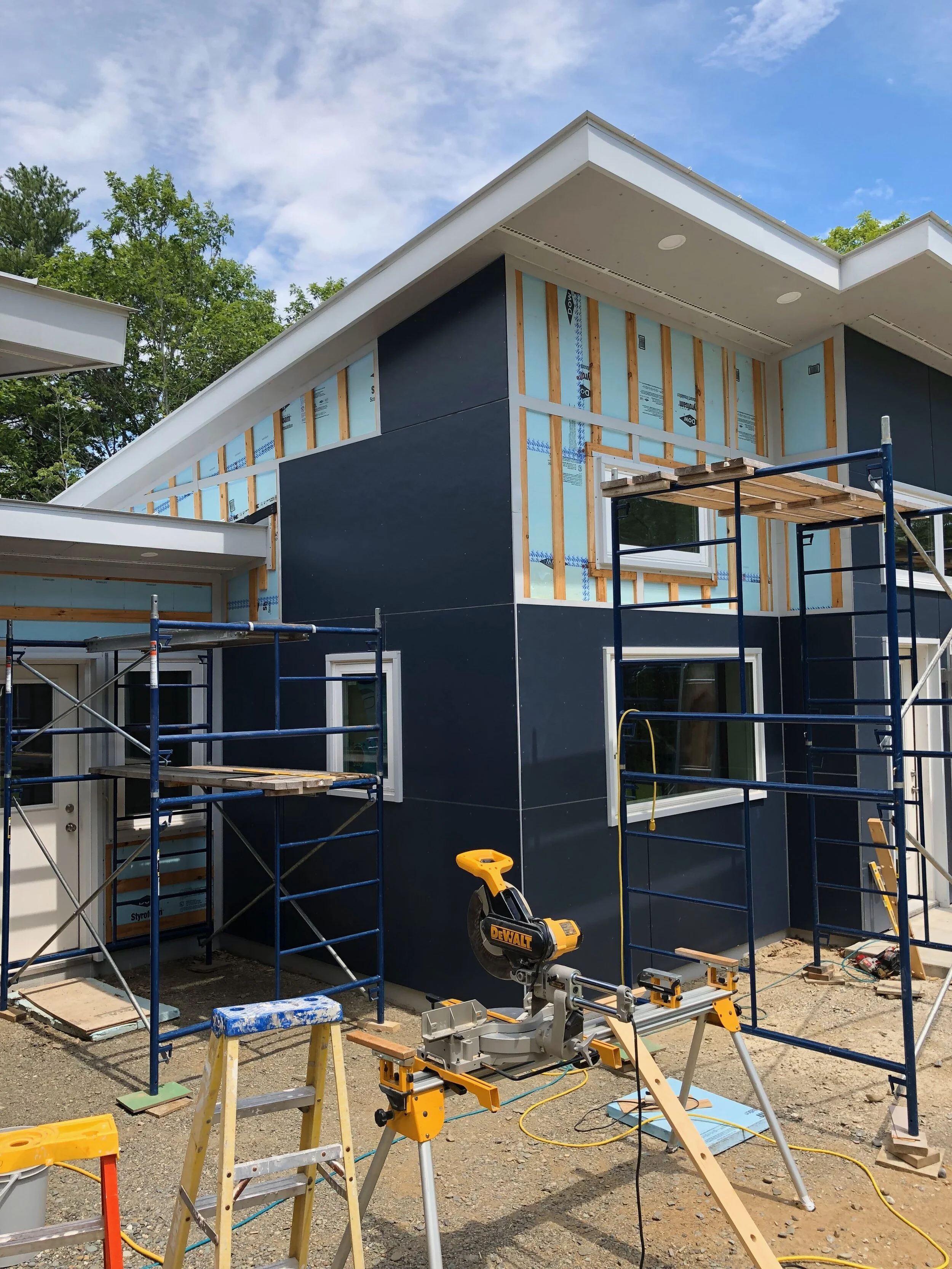 Hardie fiber cement board siding 4x8 panels modern home single story