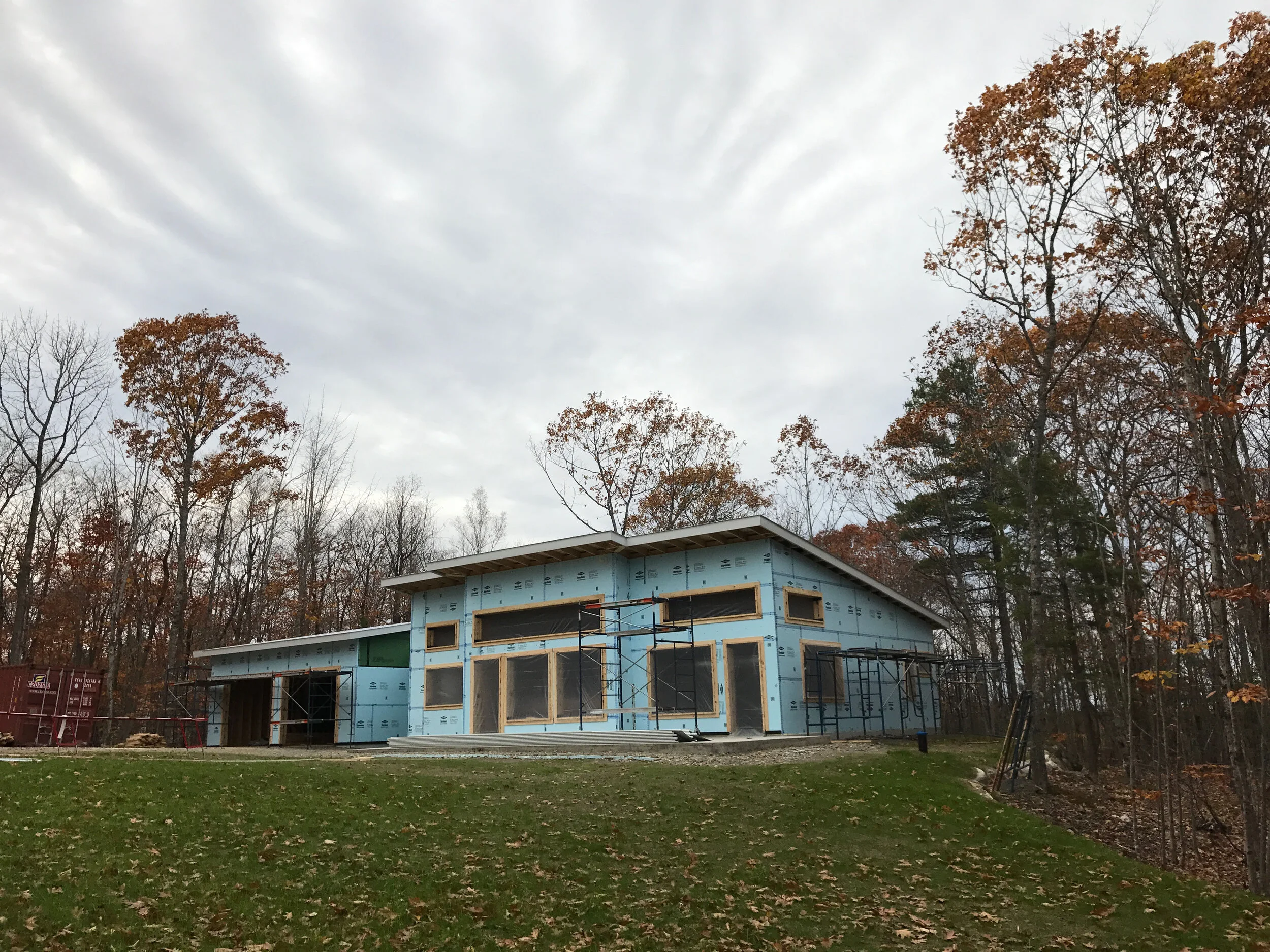 Modern single story 1200 SF home exterior insulation layer