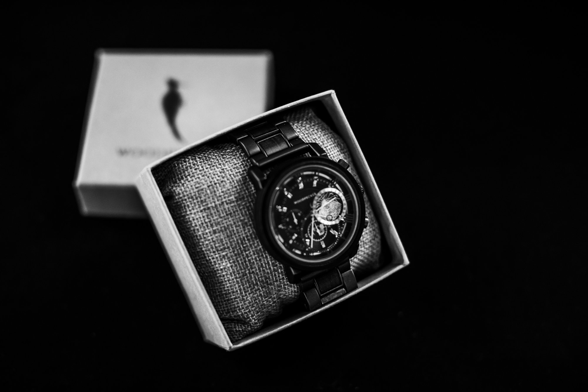  Details of a men’s watch in black and white for the wedding day by Teala Ward Photography. wedding day details #TealaWardPhotography #TealaWardWeddings #WeddingLocationsIllinois #IllinoisWedding #weddingdetails #weddingphotography #married 