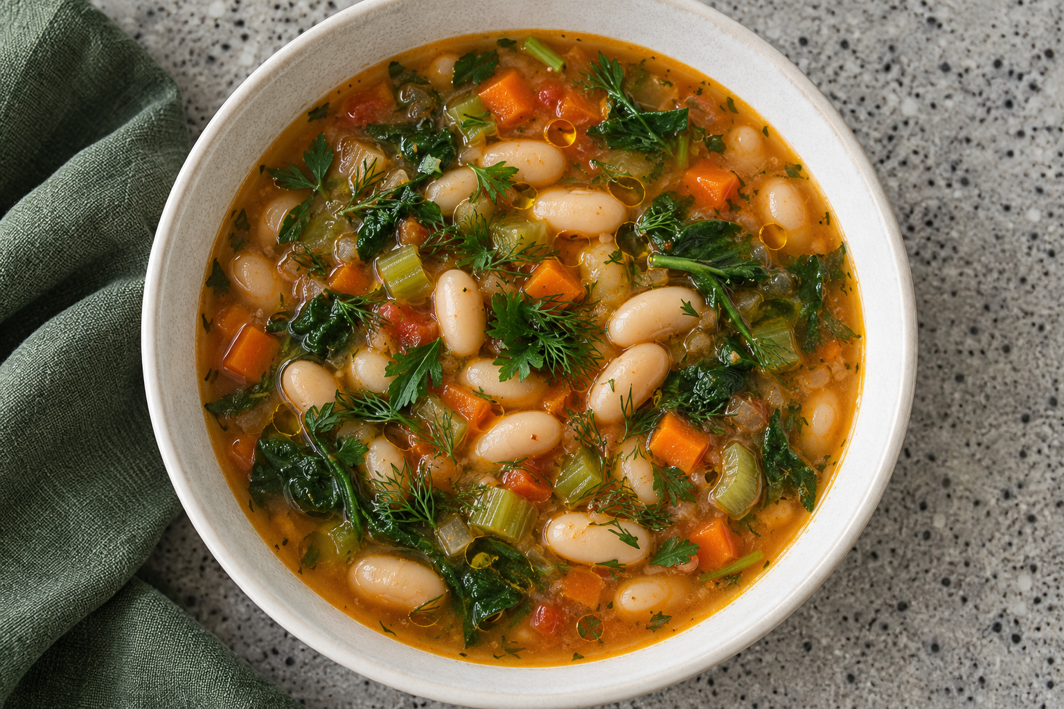White Bean Soup With Spinach and Dill