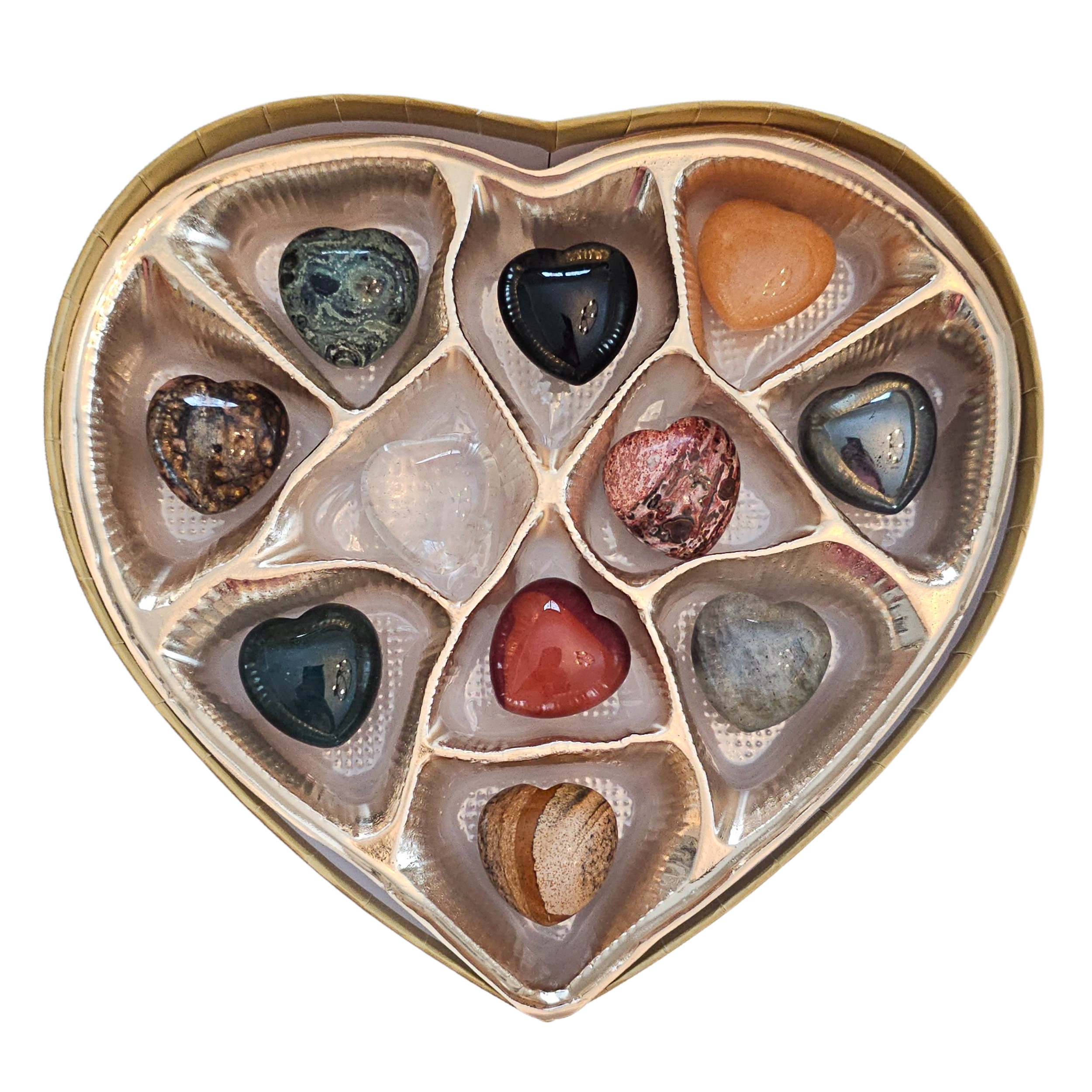 Heart-Shaped Stone Box - Golden Heart