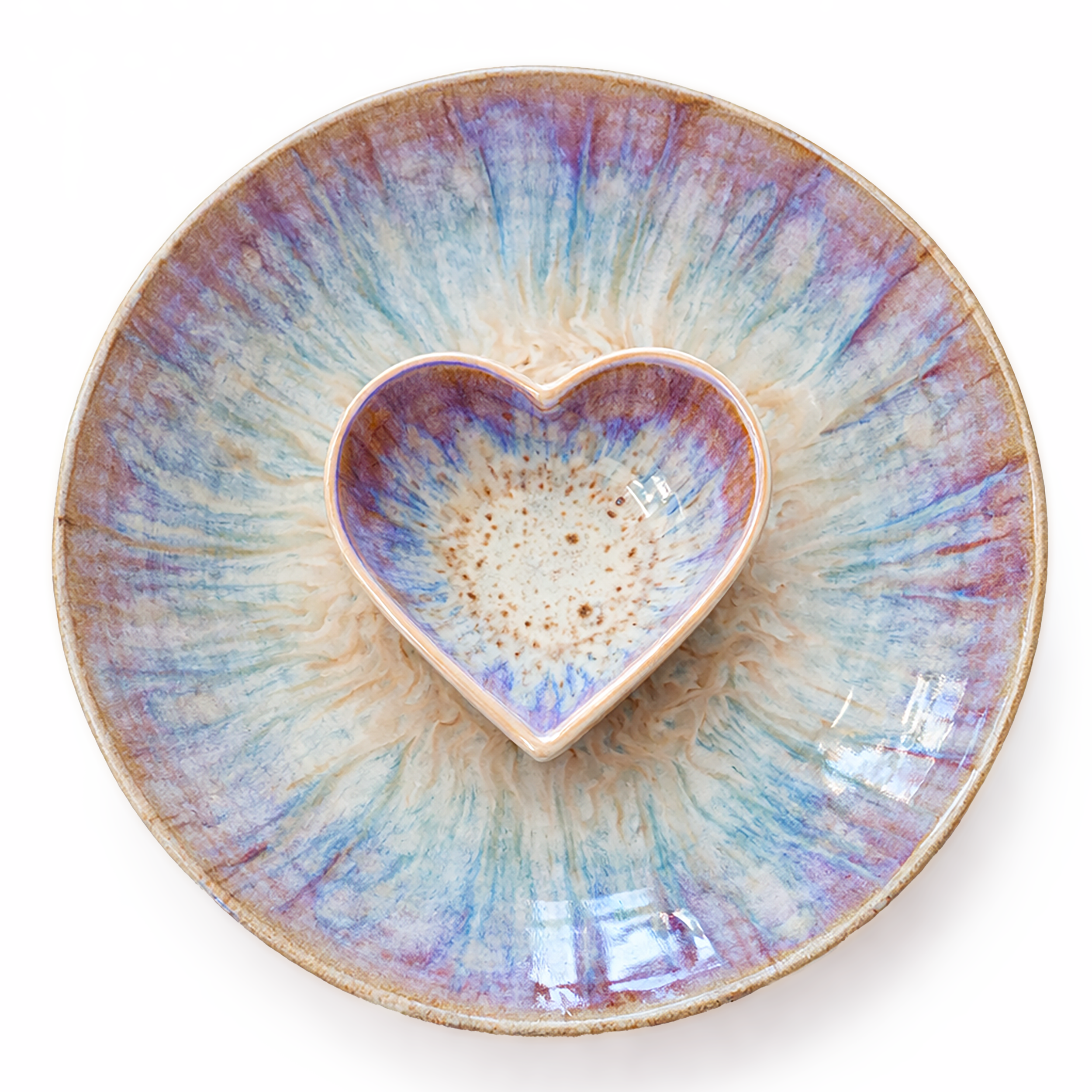 Sunset Heart Chip & Dip Dish