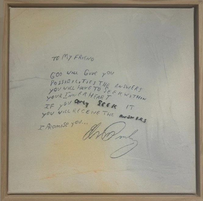 Nadine Reynolds
“only seek answers”
30.5cm x 30.5cm
Mixed media on silk, on canvas
NFS

My friend Tristan James is an Elvis Presley Tribute artist. He has taught me much about collaboration and how we can be influenced for good by those we honour. I 