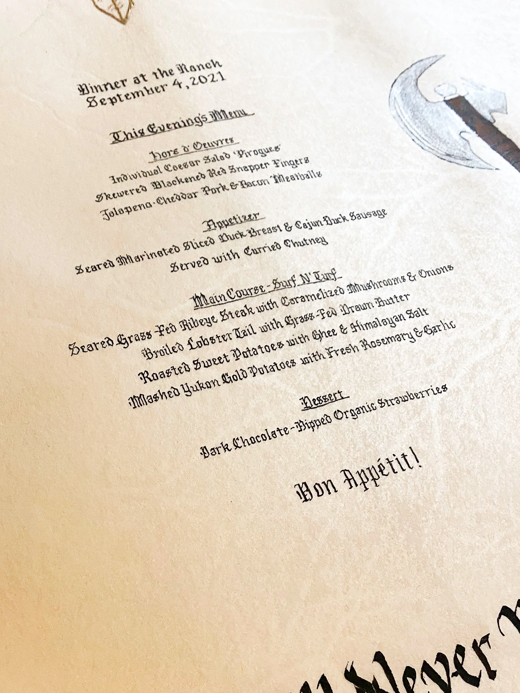 Written with broad edge nib on goat skin parchment. 