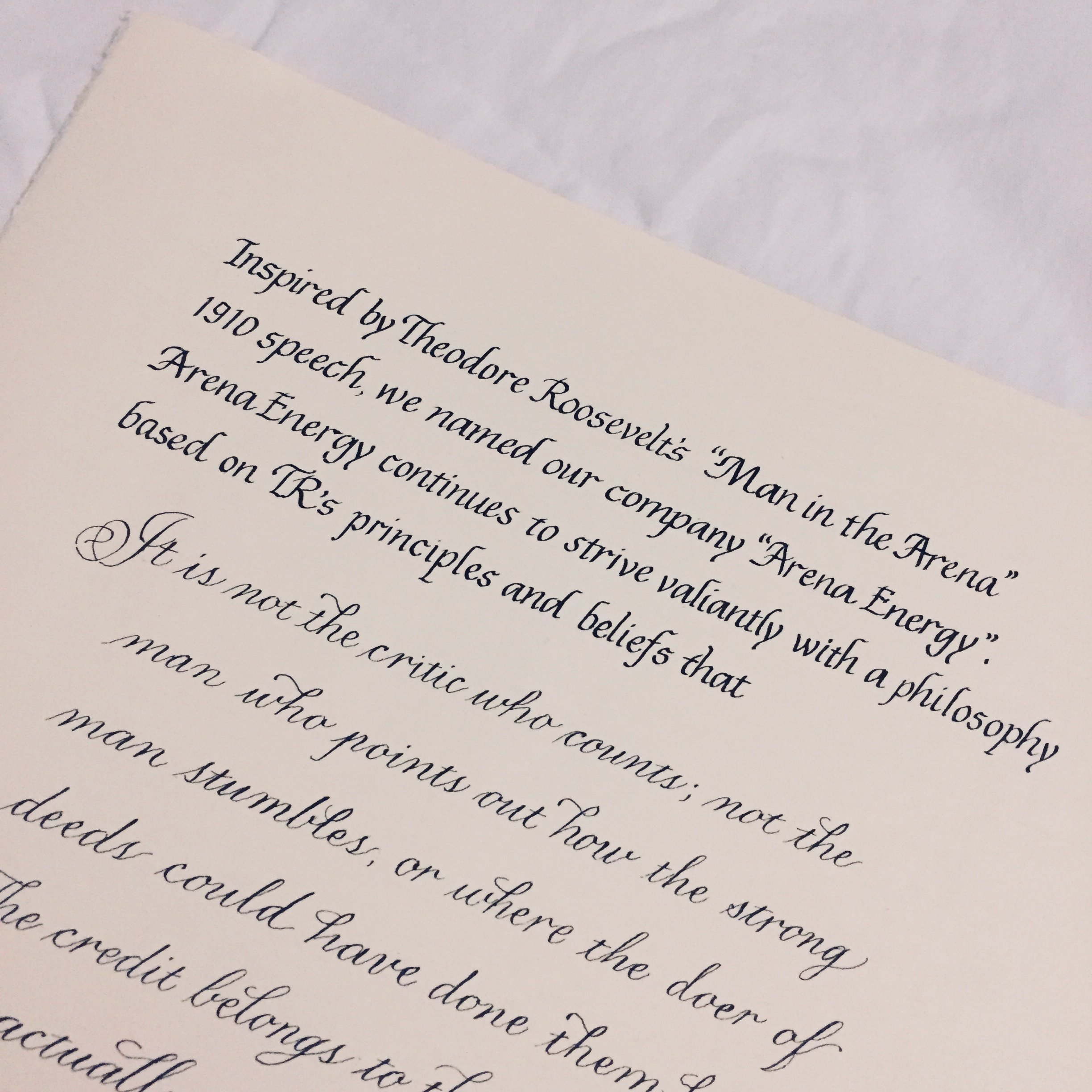 Custom art prepared to accompany exhibit sponsored by client. Writing included both italic and Italian Roundhand. 