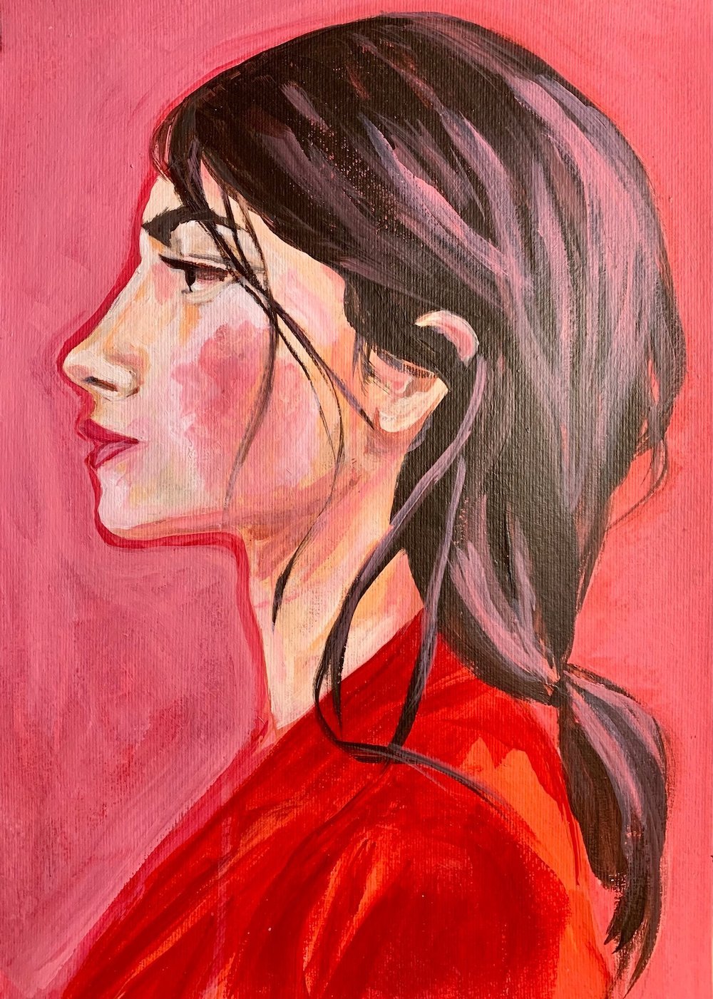 No. 5 Rose - Corinne Renshaw Art - Acrylic contemporary portrait painting