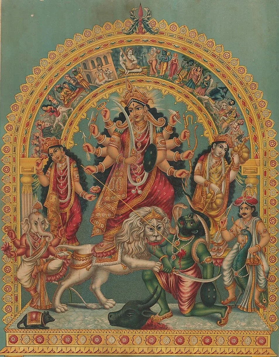 In the text of Devī Mahāmtya, also known as Durgā Saptaśatī, there are over 200 named identities of the Goddess, each with her own unique qualities and characteristics. There are two types of Goddess identity mentioned in the text: saguṇa meaning &ld