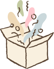 Illustration of a box with colorful lines popping out