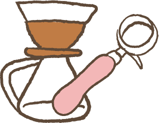 A coffee maker called v60 set and espresso porta filter illustration.