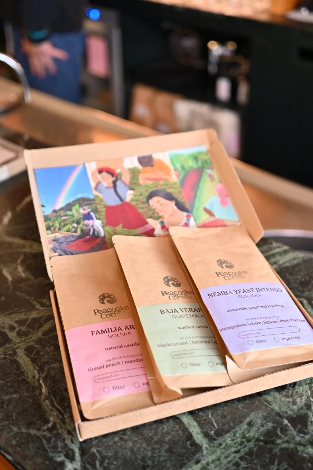 Peacocks Coffee Sample Box