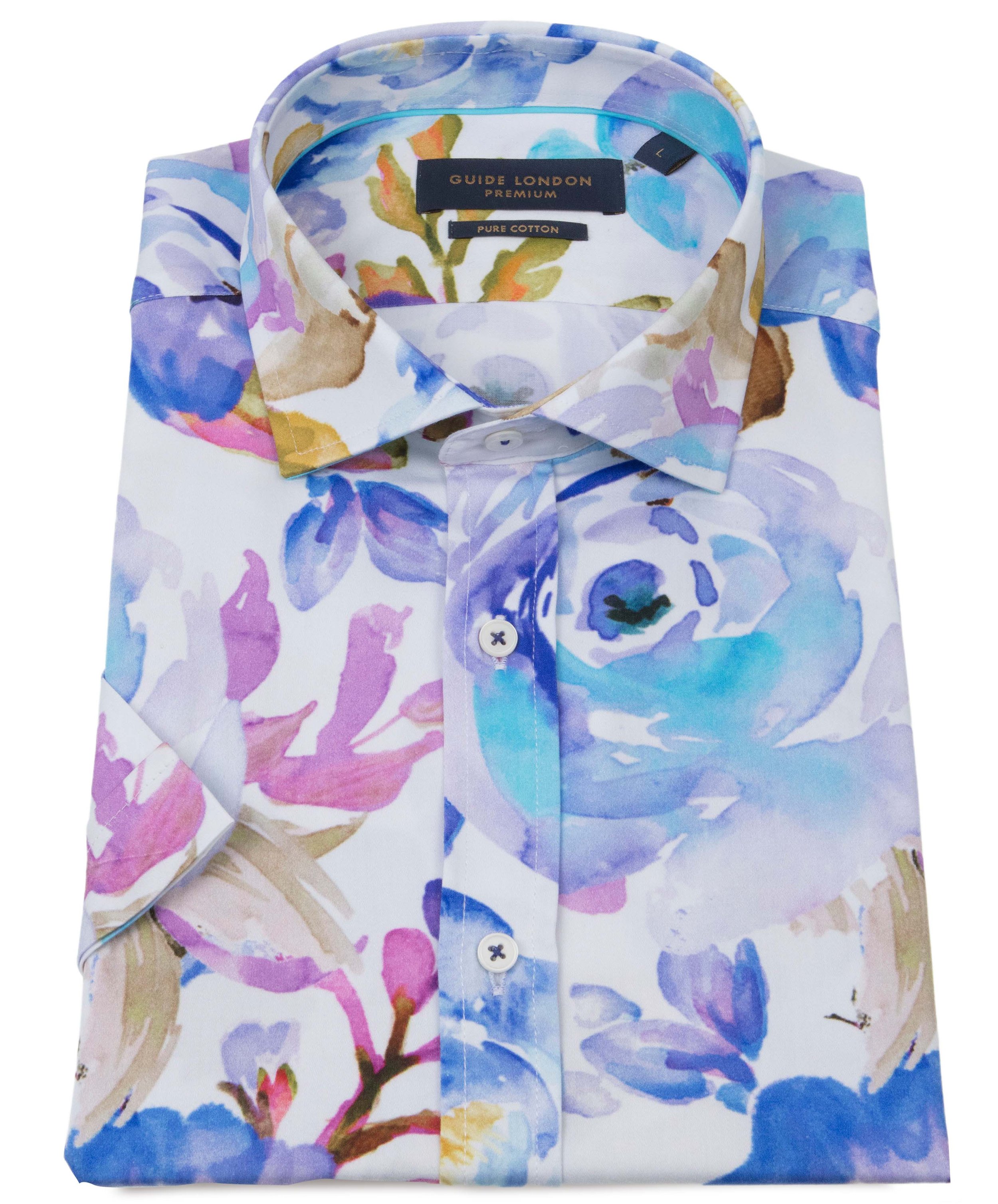 Guide London Short sleeve shirt, White shirt with a large floral design ...