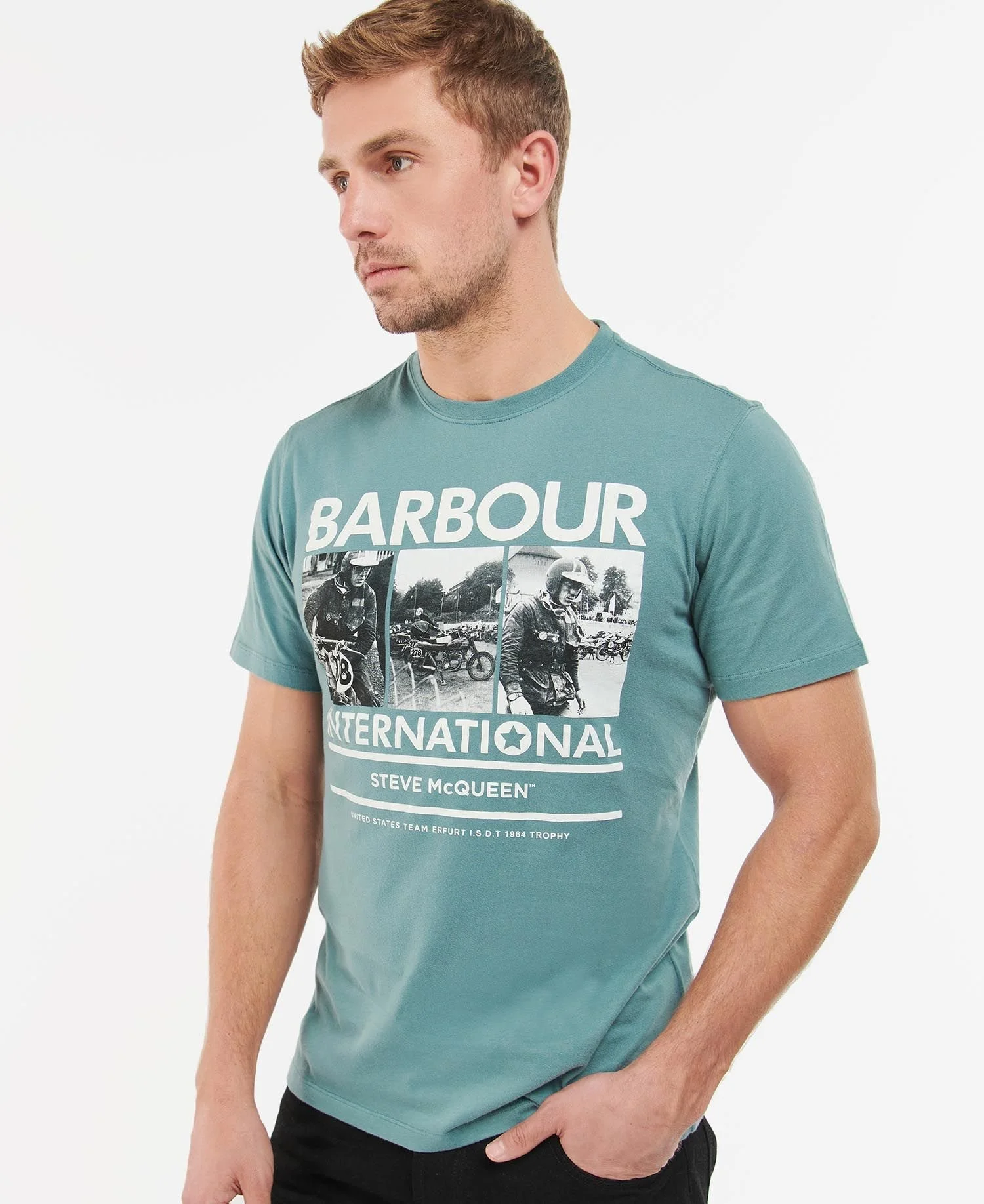 Steve Mcqueen Barbour T Shirt Blue Vintage Barbour International