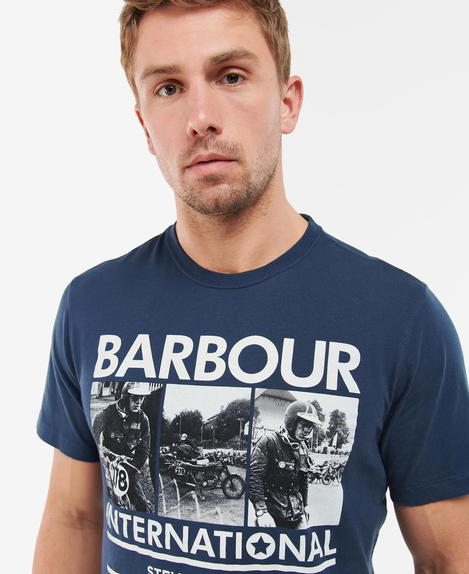 Barbour International Steve McQueen Milton Tee, Dress blue — Ikon Shop