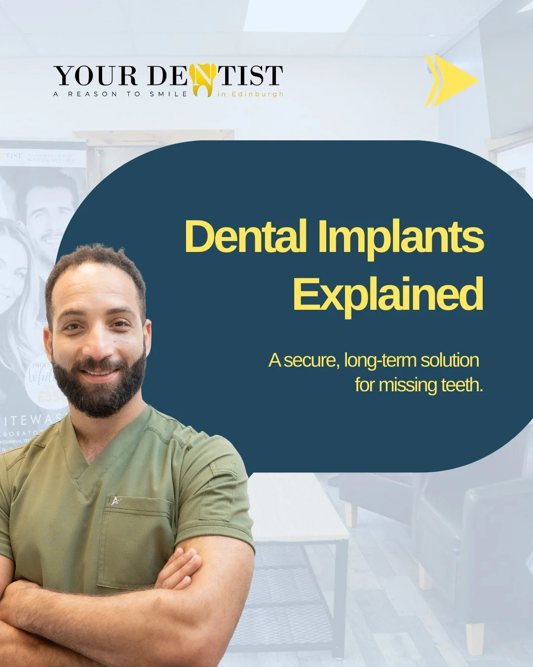 Dental implants are a reliable, long-term solution for replacing missing teeth, restoring both function and confidence.

At Your Dentist, implant treatments are led by Dr Mahmoud Eladawy, whose advanced training and experience allow us to manage both