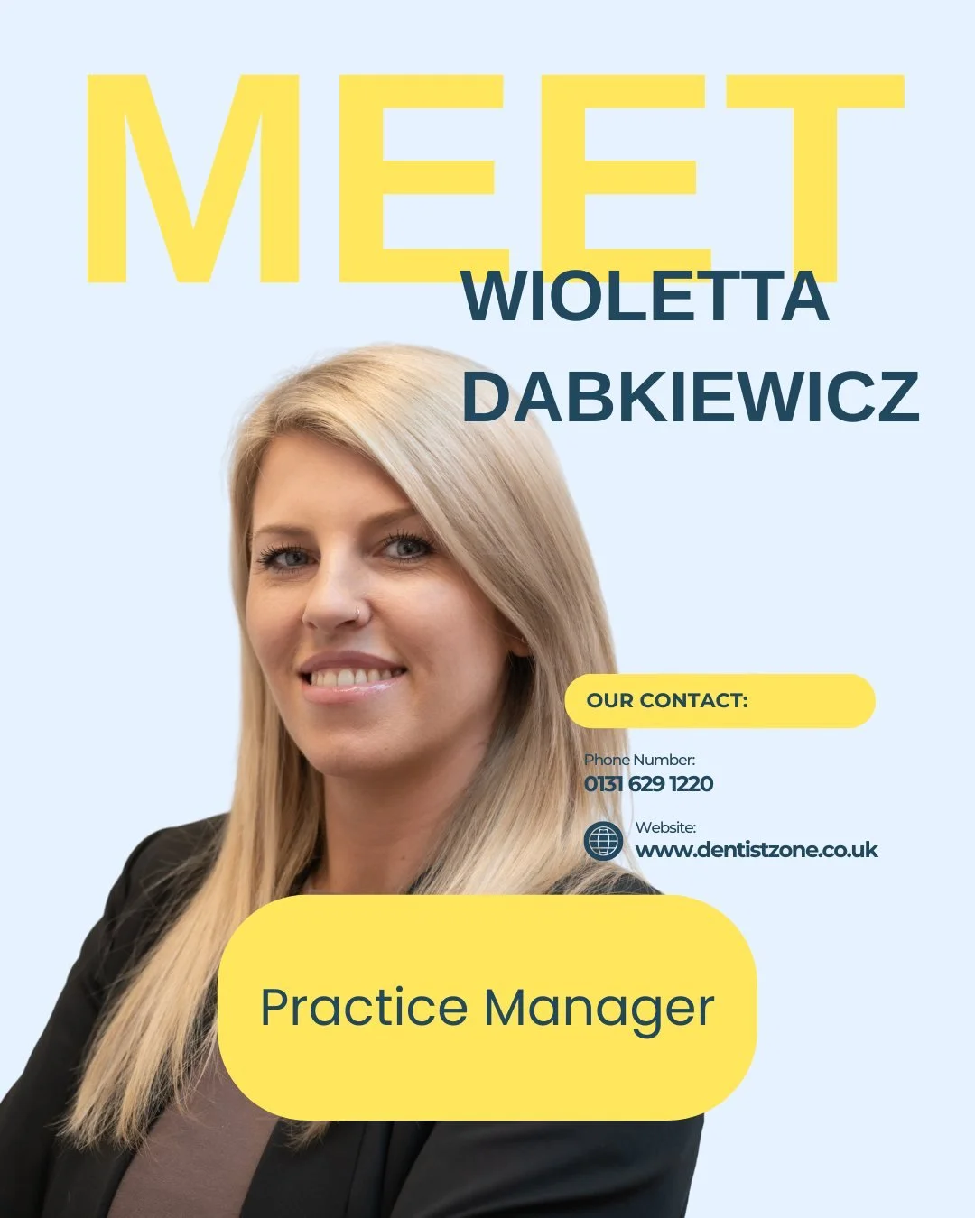 Meet Wioletta Dabkiewicz, our Practice Manager at Your Dentist.

Wioletta plays a key role in making sure everything runs smoothly behind the scenes from supporting our clinical team to ensuring every patient feels welcomed, informed, and well looked