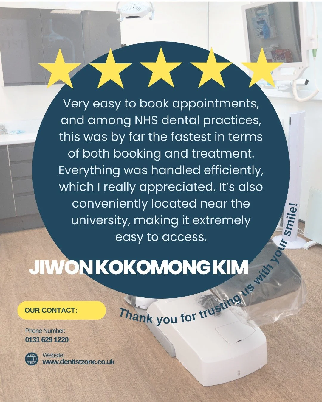 Thank you so much for the kind words, Jiwon 🤍

We know how frustrating it can be trying to find an NHS dentist with availability, so hearing that booking and treatment felt quick and easy really means a lot to our team.

Being located close to the u
