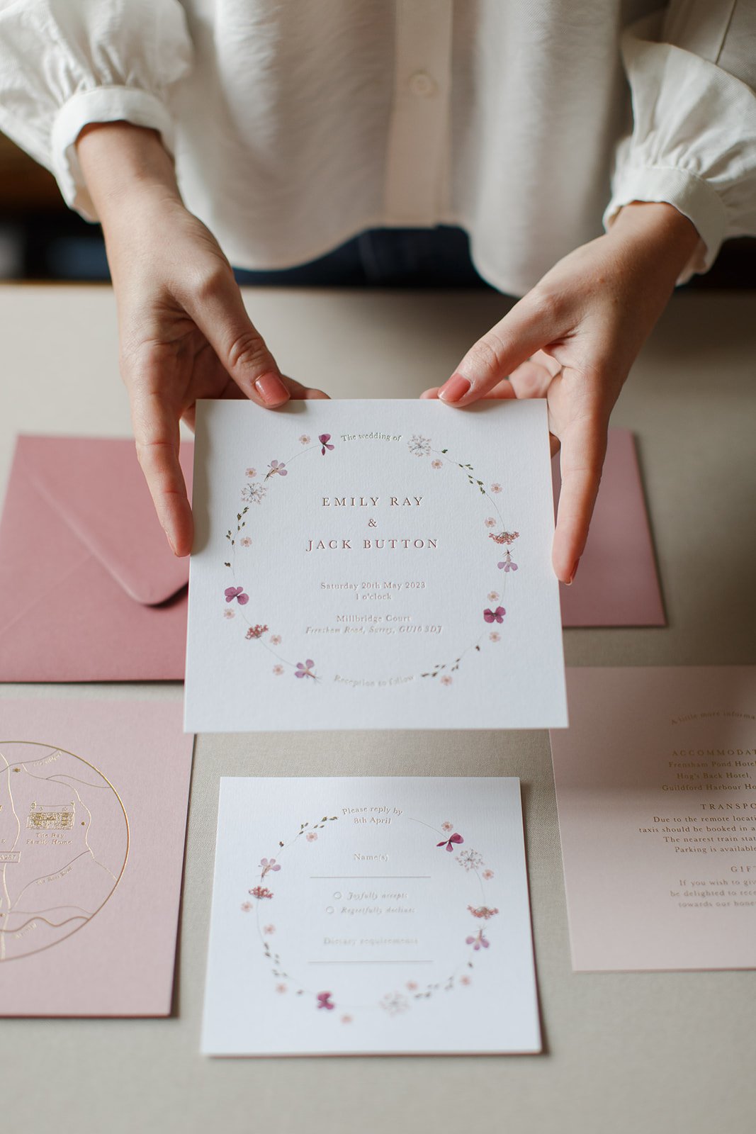 Edith Floral and Gold Foil Invitation