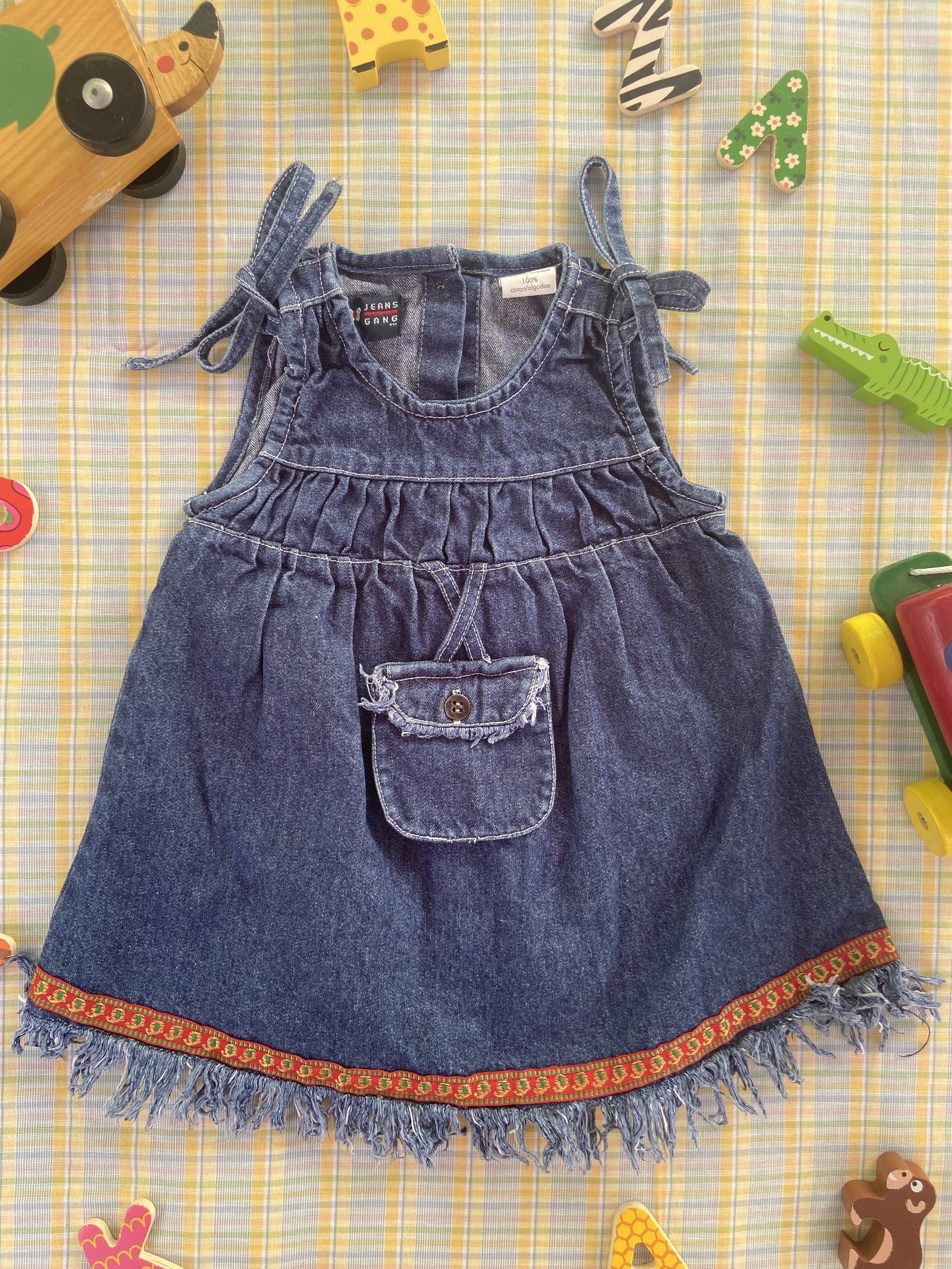 Denim bow dress 6-9 months