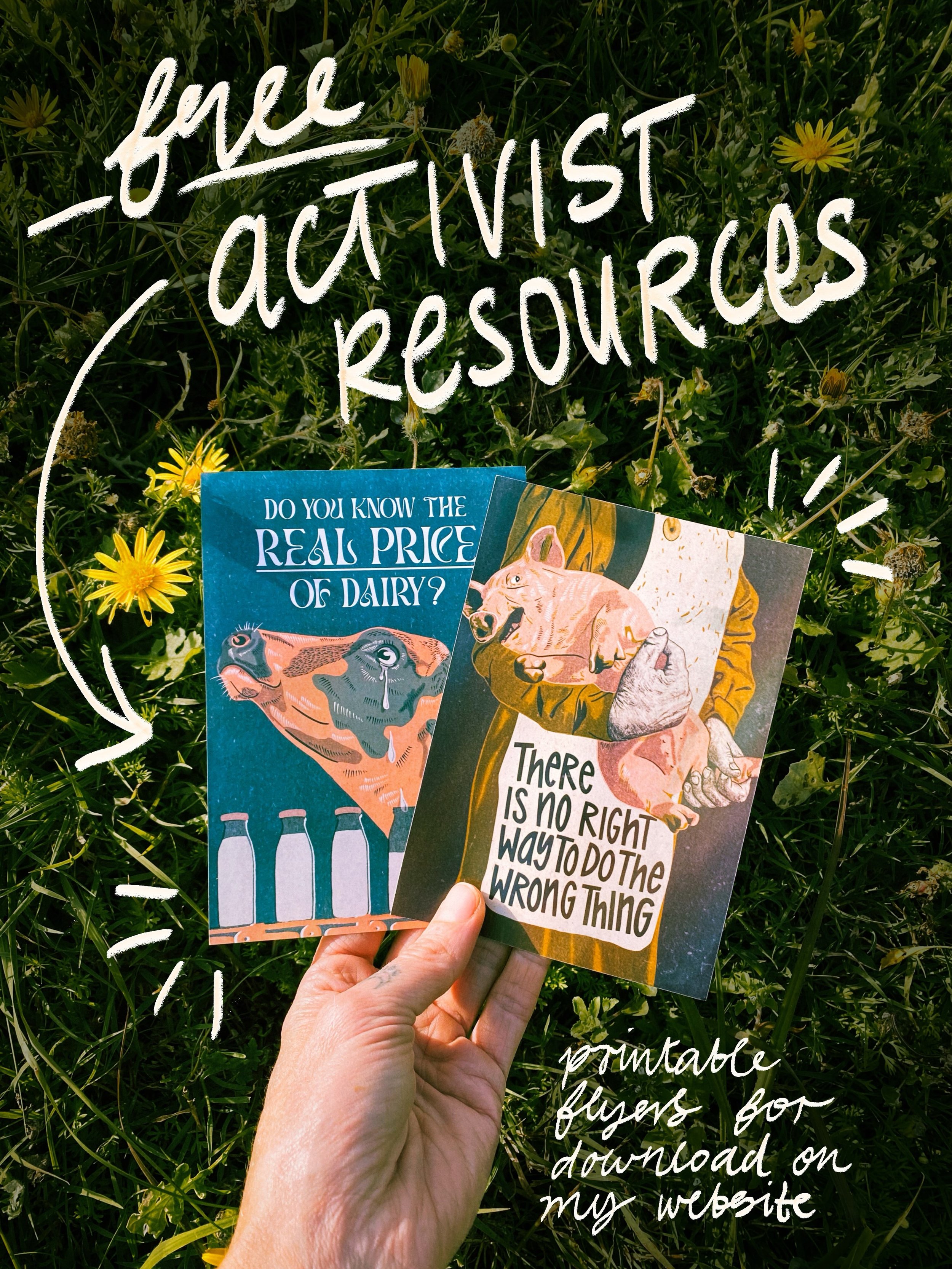 I&rsquo;ve started creating free downloadable PDF flyers that anyone can use from my website for vegan and animal rights advocacy.

These two flyers are just the beginning. I&rsquo;m slowly building a growing library of resources, with many more flye
