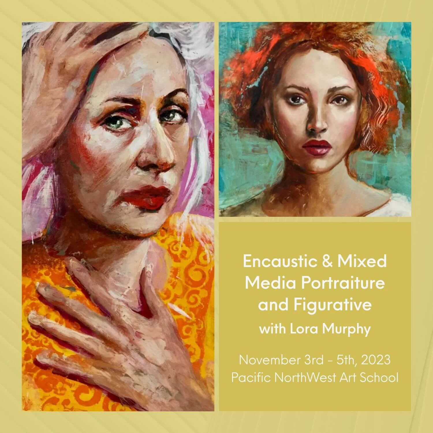 Encaustic painting of two women.