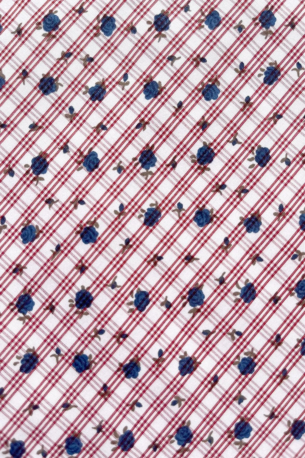 italian cotton with check and blue rose print1.jpg
