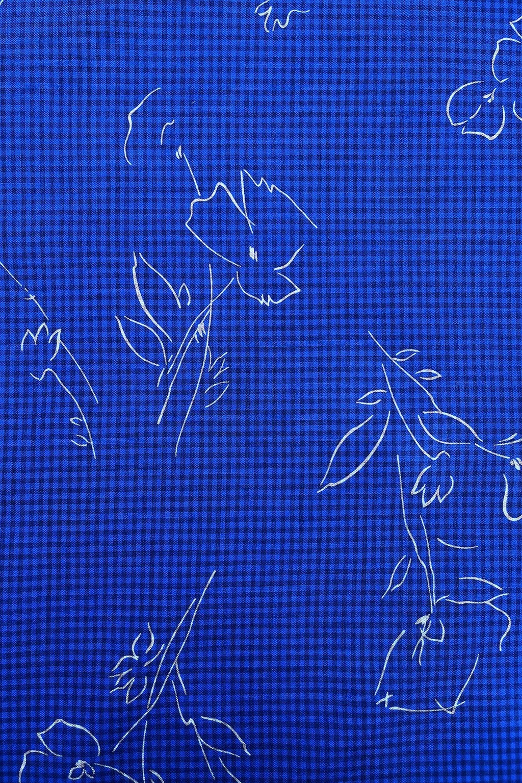wool gingham in cobalt blue with overprinted flowers2.jpg