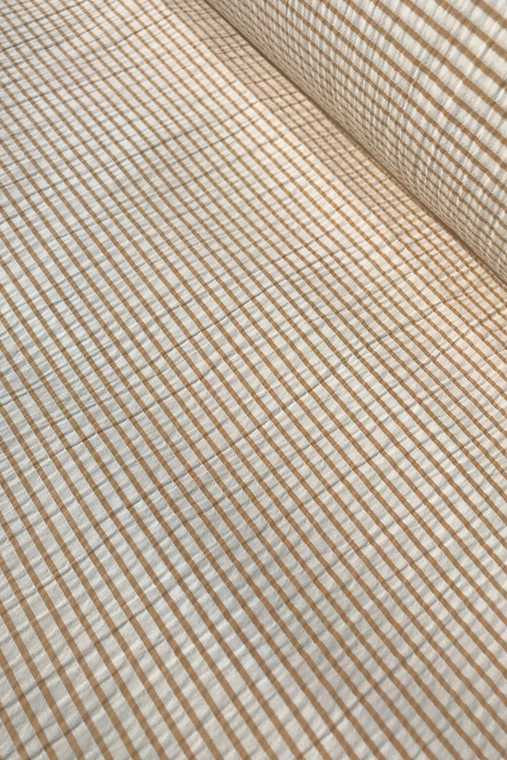 Cotton in Saffron and White Stripe - 130cm remnant