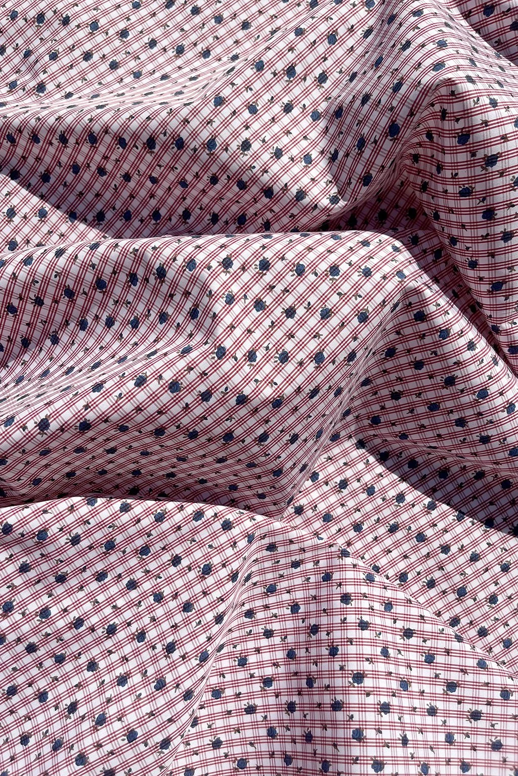 italian cotton with check and blue rose print a.jpg