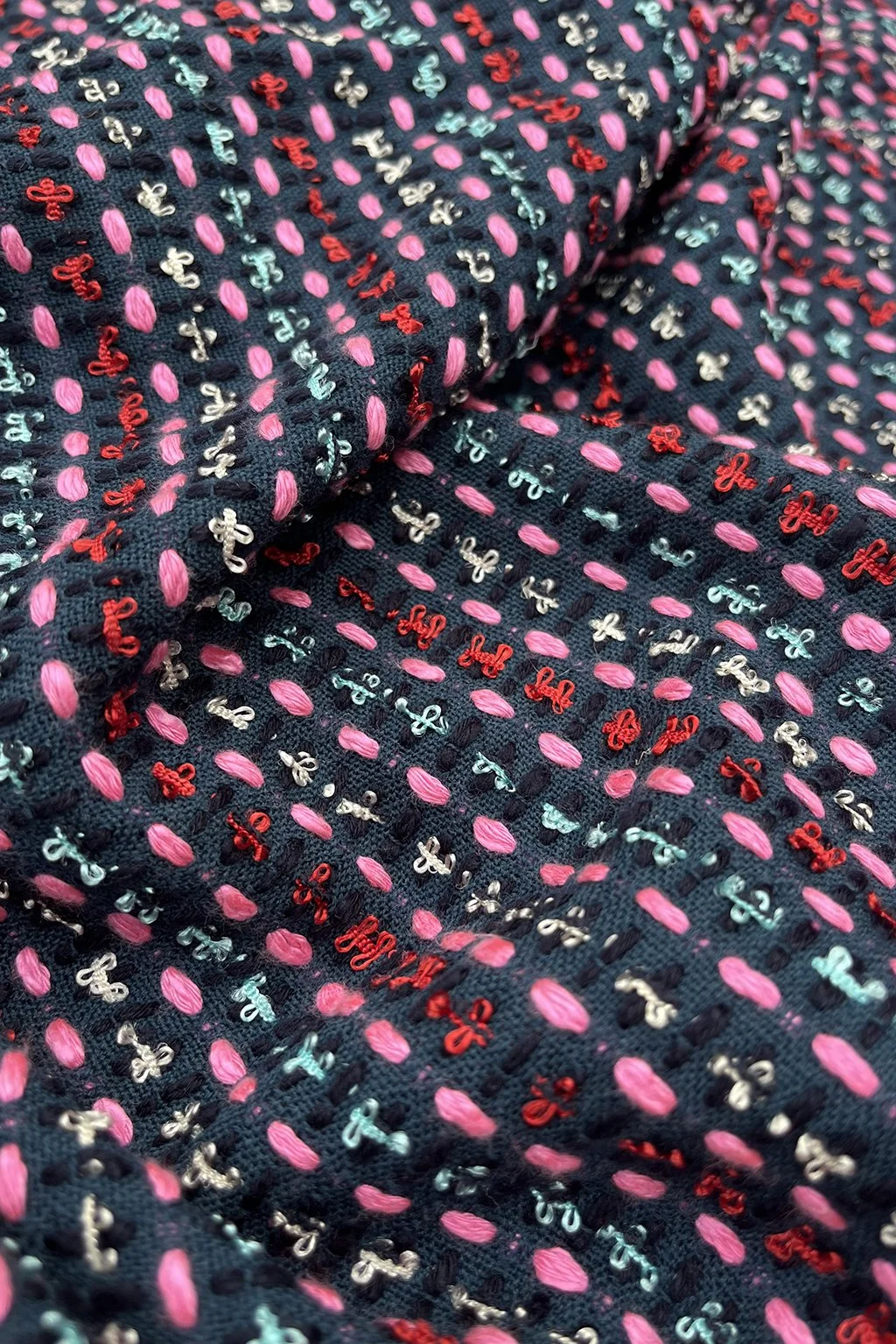 tweed in nacy with stitching in raspberry and rose5.jpg