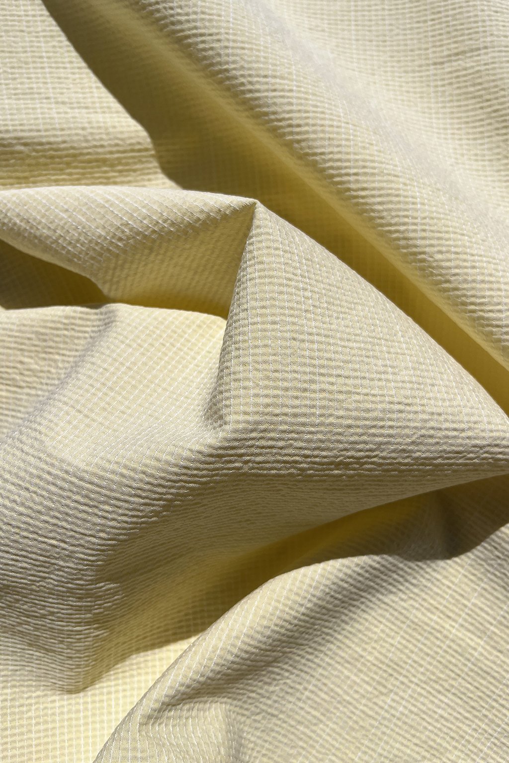 Cotton seersucker in daffodil yellow mini-check2.jpg