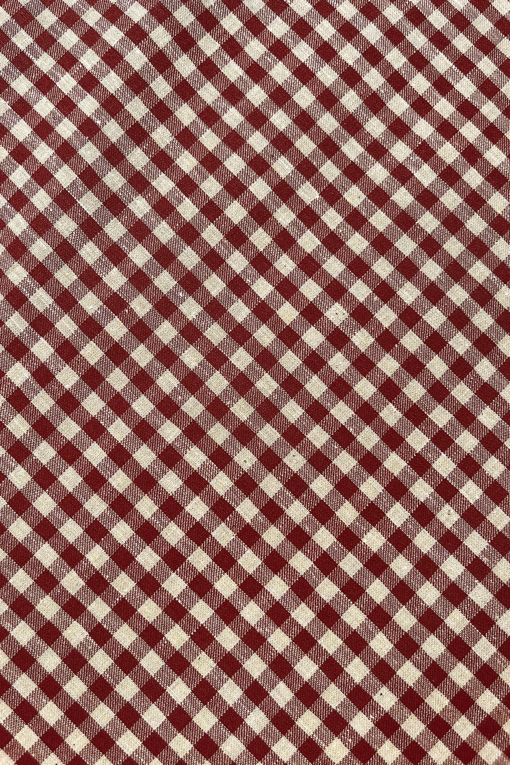 Italian cotton gingham in sand beige and red4.jpg