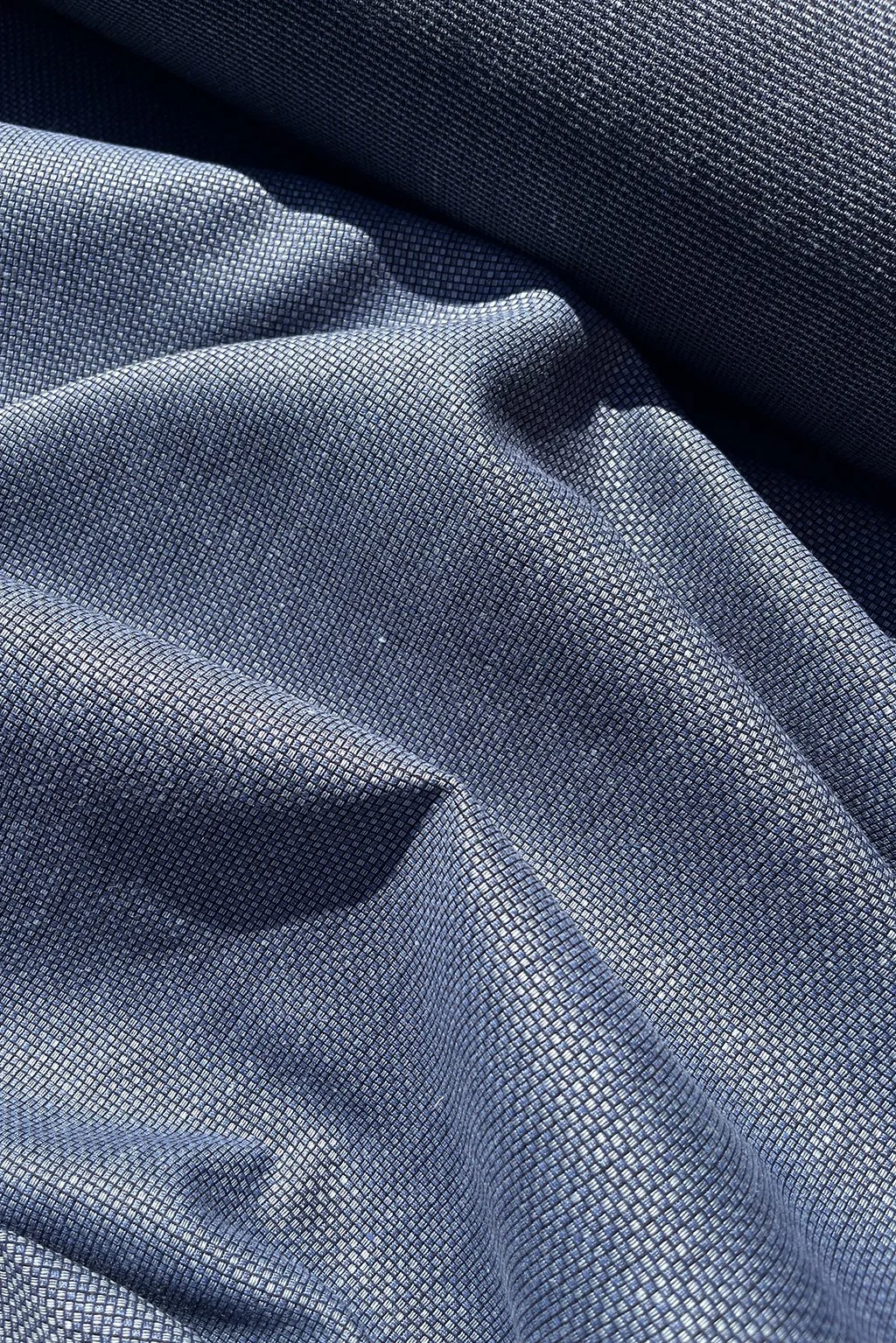 Italian Linen:Cotton blend woven mini-check in midnight blue.jpg
