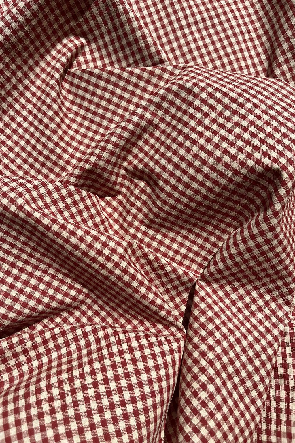 Italian cotton gingham in sand beige and red14.jpg
