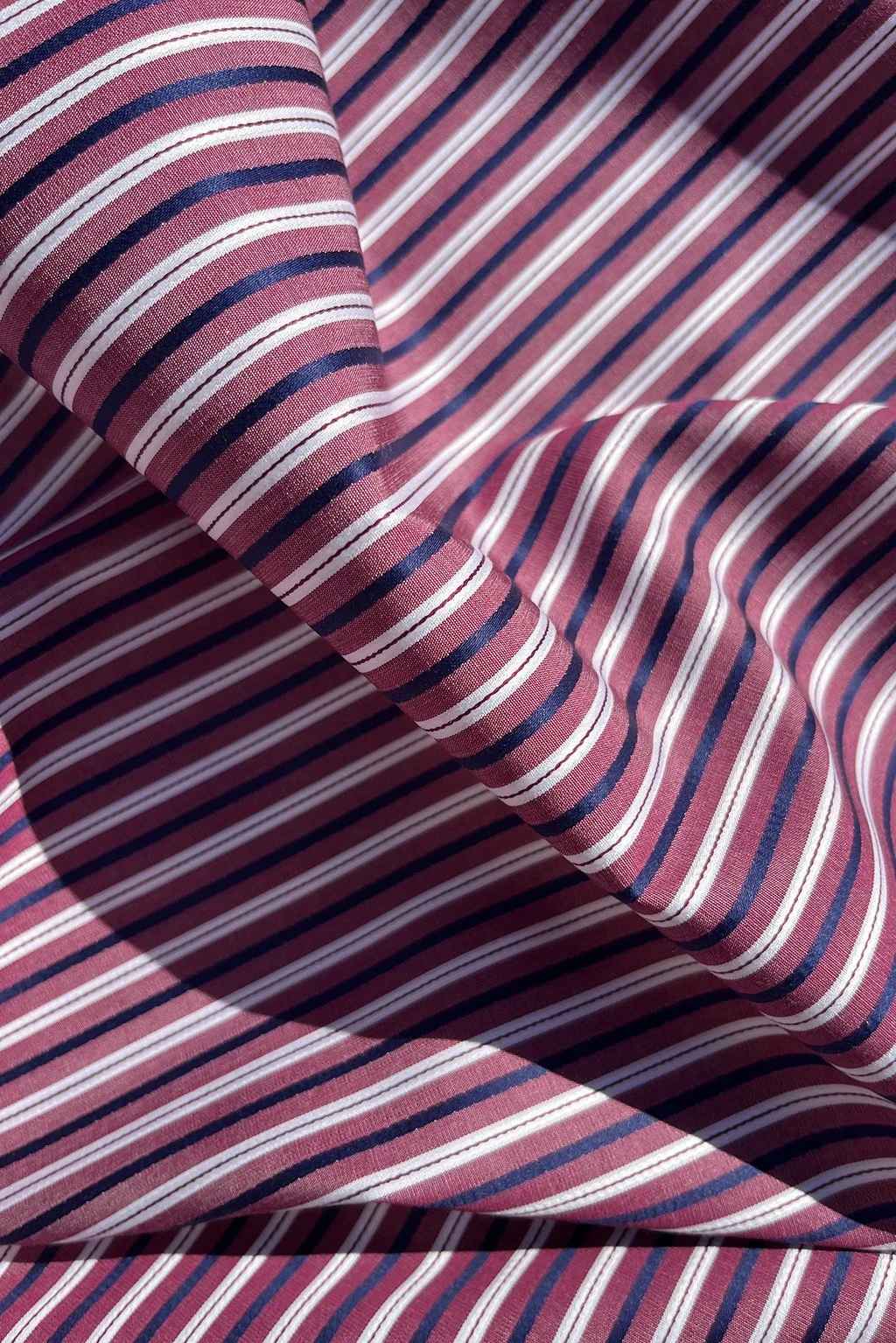 Italian cotton with a woven stripe in berry, navy and white11.jpg