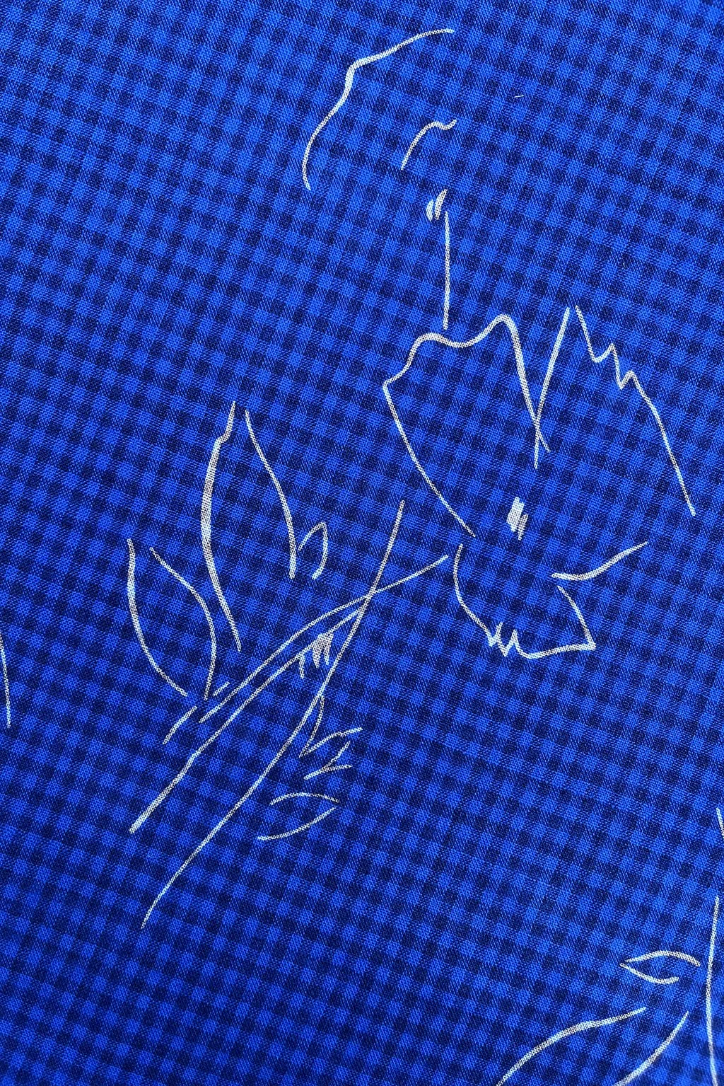 wool gingham in cobalt blue with overprinted flowers1.jpg