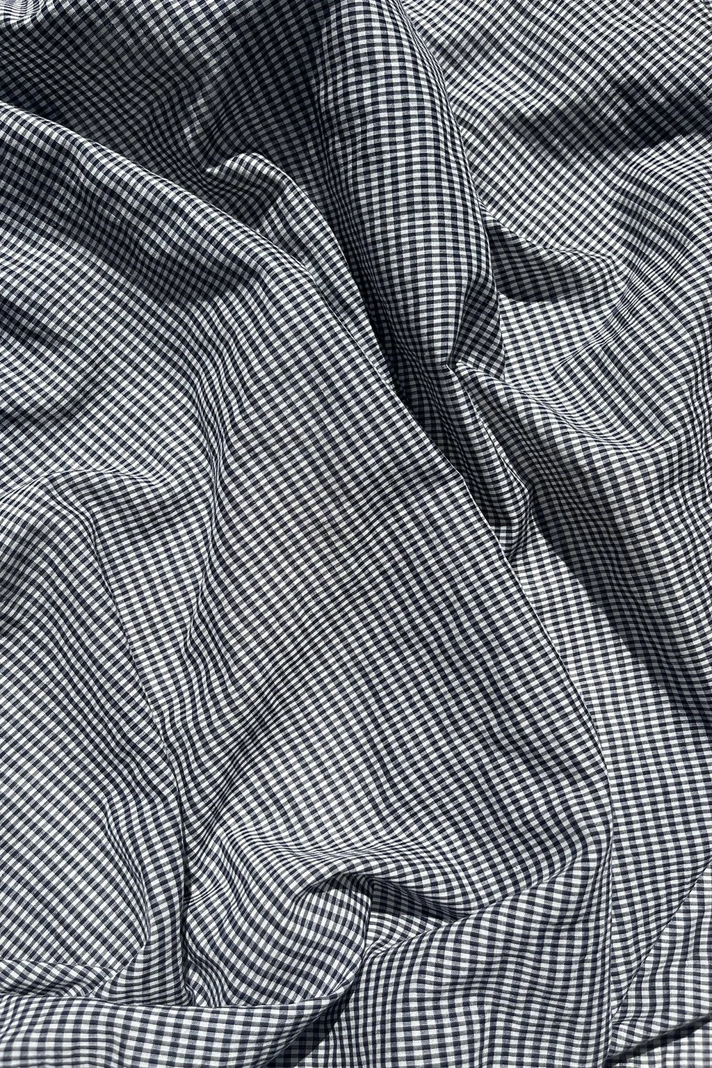 Mini gingham cotton:rayon voile in navy and white1.jpg