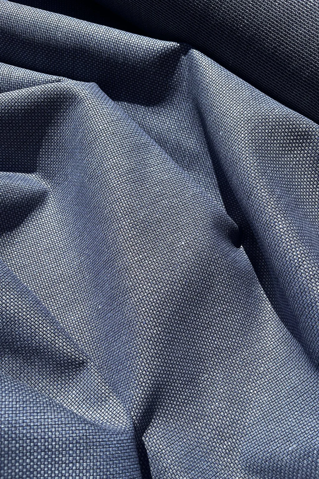 Italian Linen:Cotton blend woven mini-check in midnight blue7.jpg