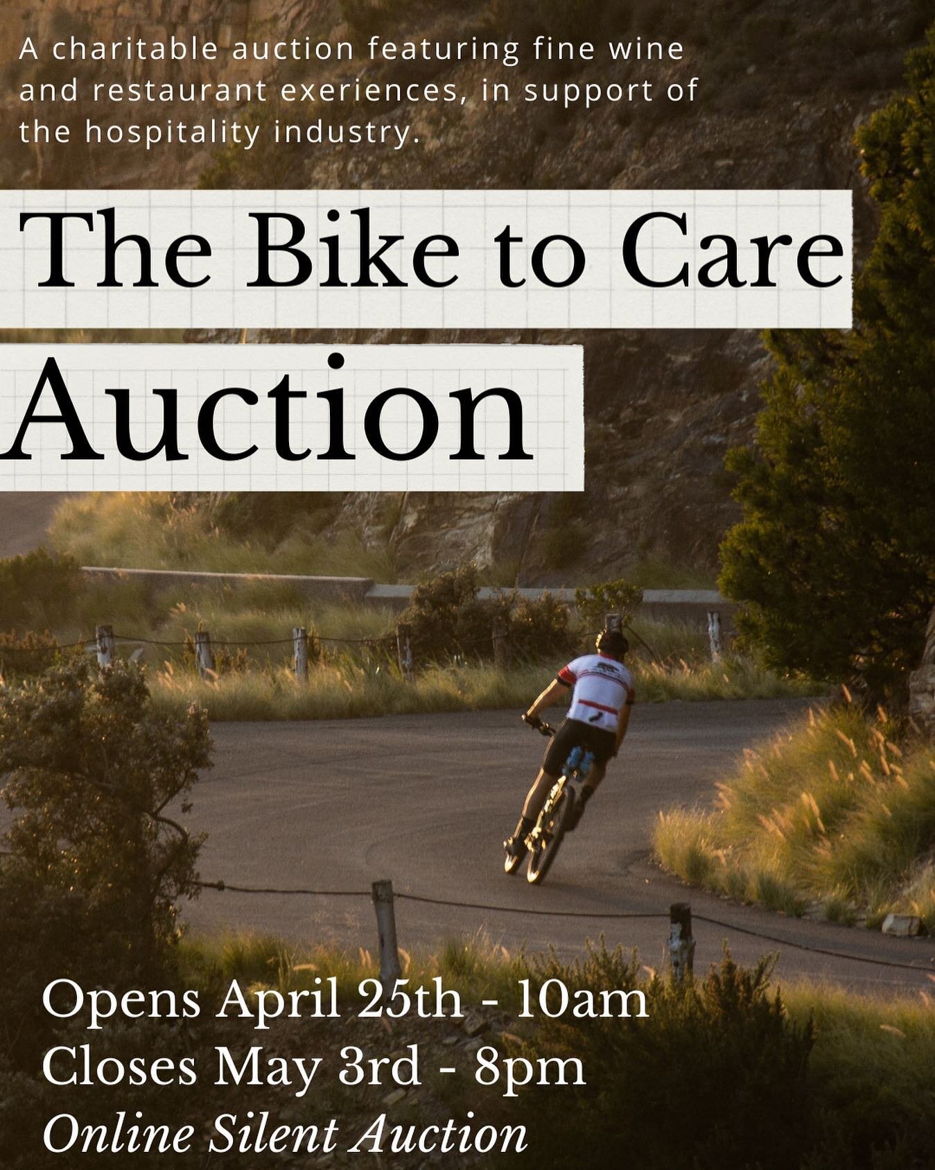 📣📣A Bike to Care Team Canada&rsquo;s fundraising event! 🇨🇦🇨🇦

A charitable auction featuring fine wine and restaurant experiences! https://www.32auctions.com/BiketoCareTeamCanada

Opens: April 25 @ 10am 

Proceeds in Support of the Canadian Tea