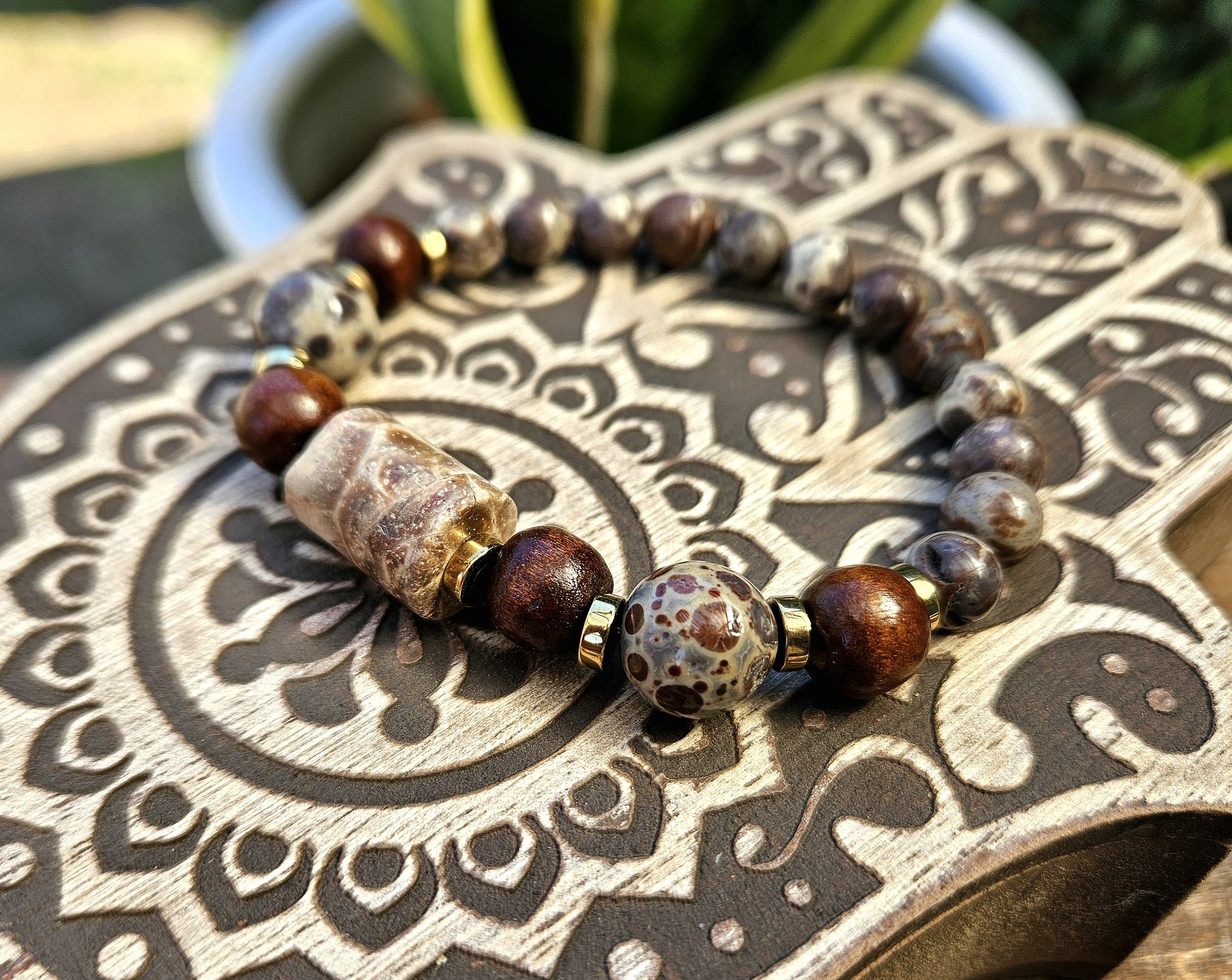 Orb Jasper & Wood w/ gold