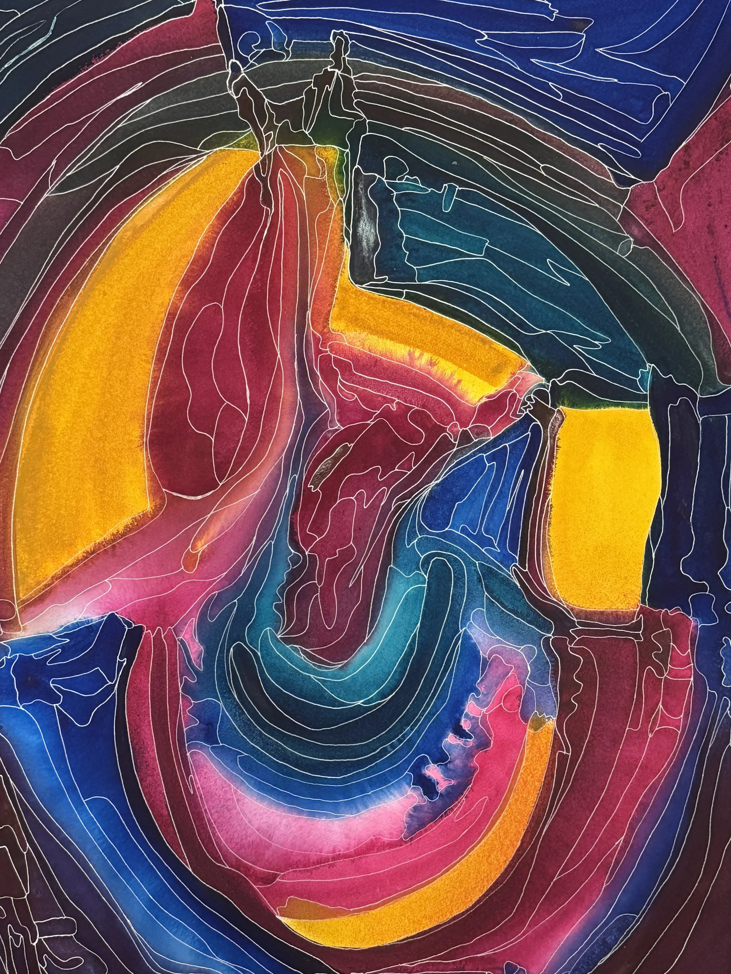 Strange Terrain, Watercolor and Ink, 22'x30" 2025