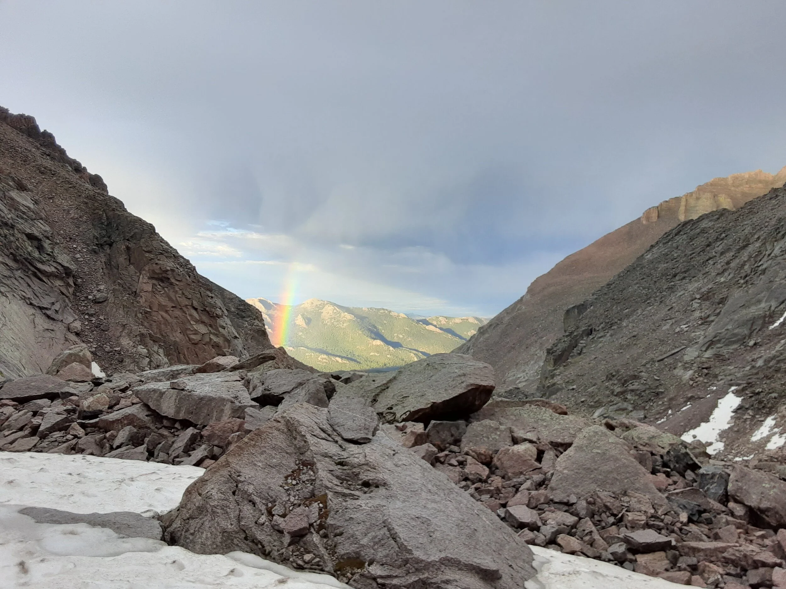 We emerged from a rainy bivy to see this rainbow. Magical!