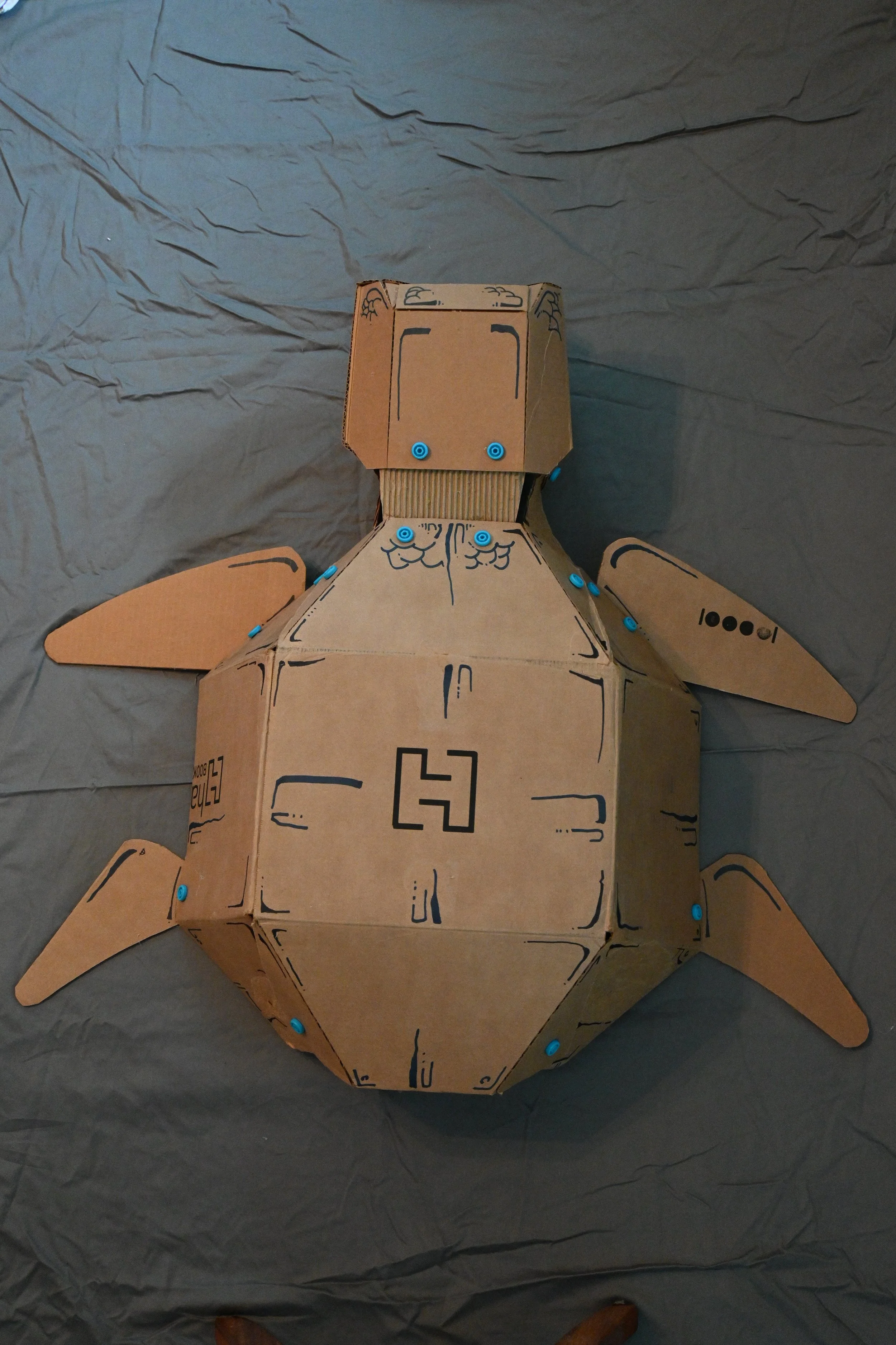 Animal Series Project: Sea Turtle (cardboard, "Makedo" fasteners, ink)