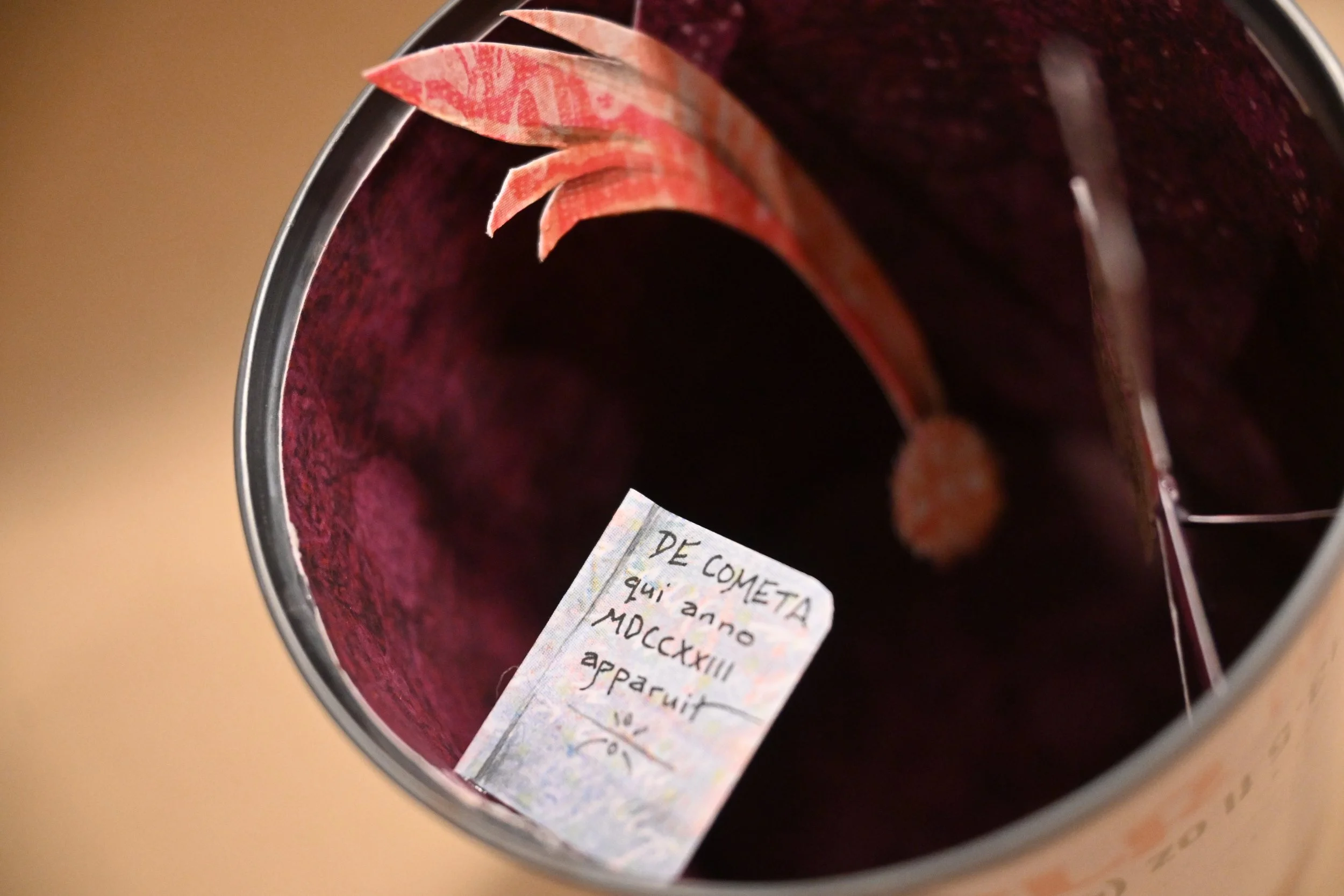 
"Canned Comet" (metal can, paper, ink)