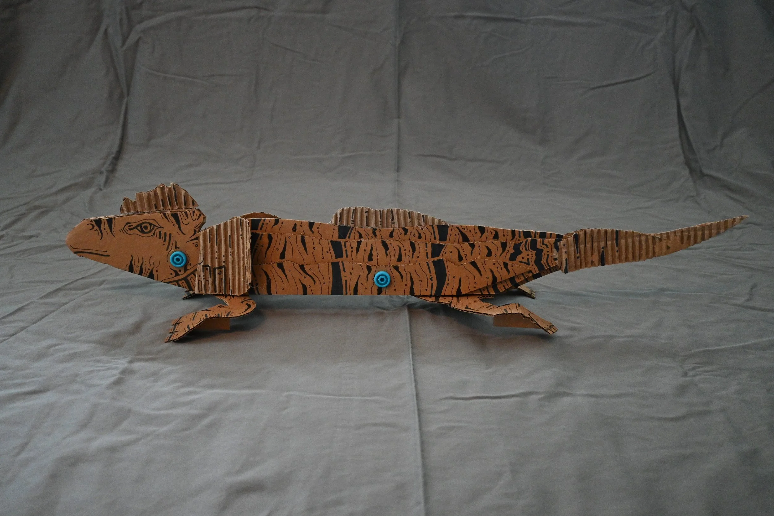 Animal Series Project: Iguana (cardboard, "Makedo" fasteners, ink)