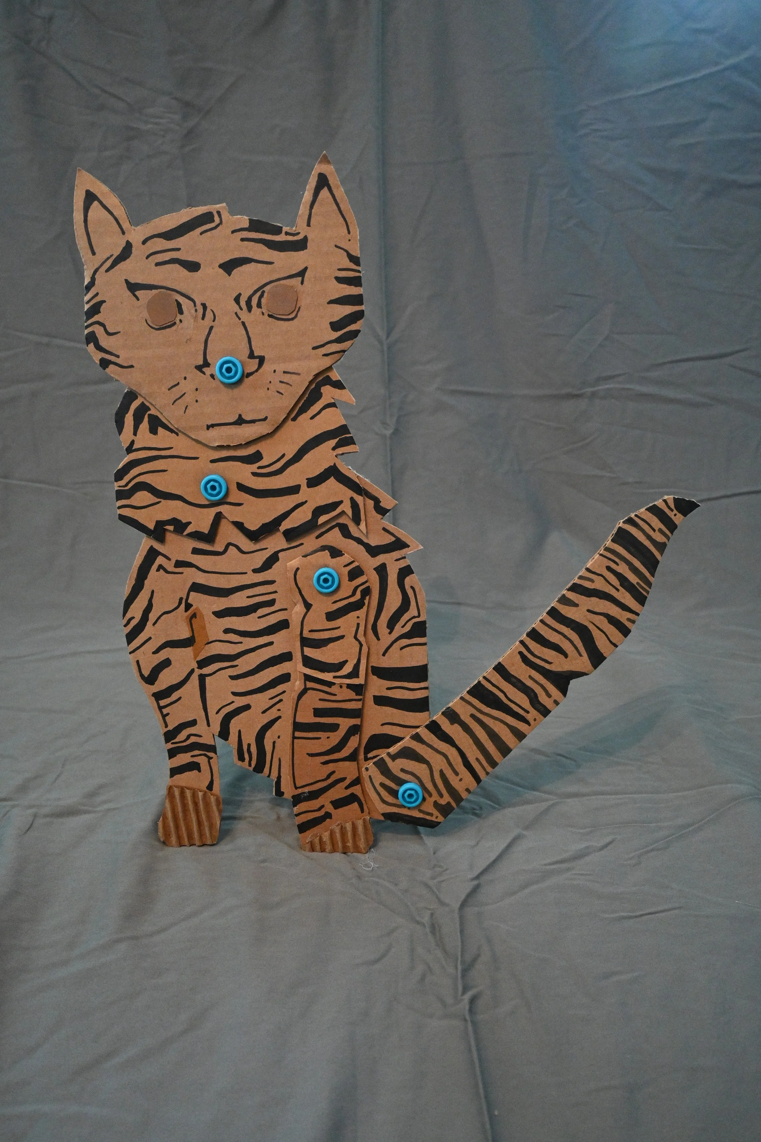 Animal Series Project: Tiger Cub (cardboard, "Makedo" fasteners, ink)