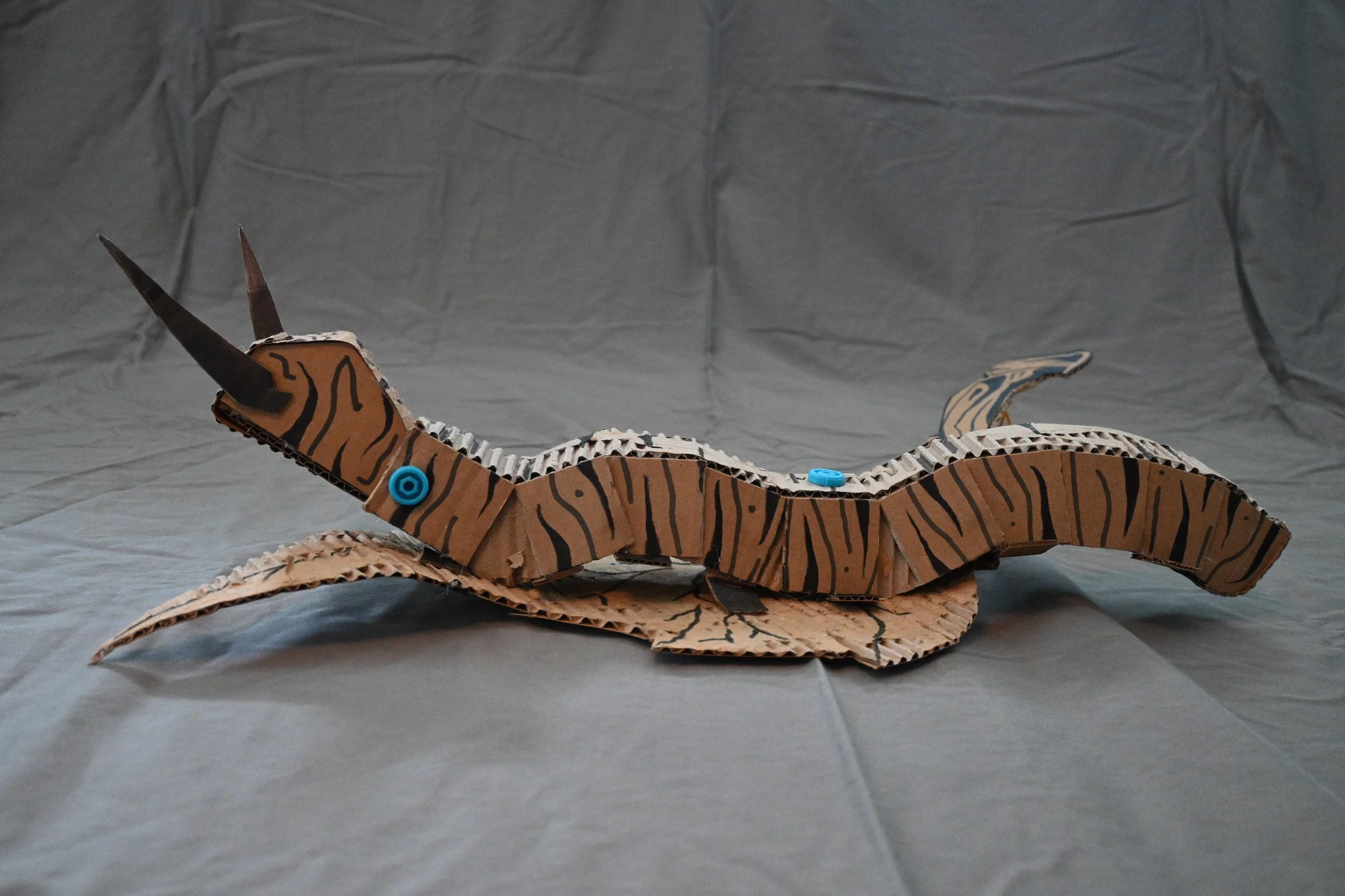 Animal Series Project: Caterpillar (cardboard, "Makedo" fasteners, ink)