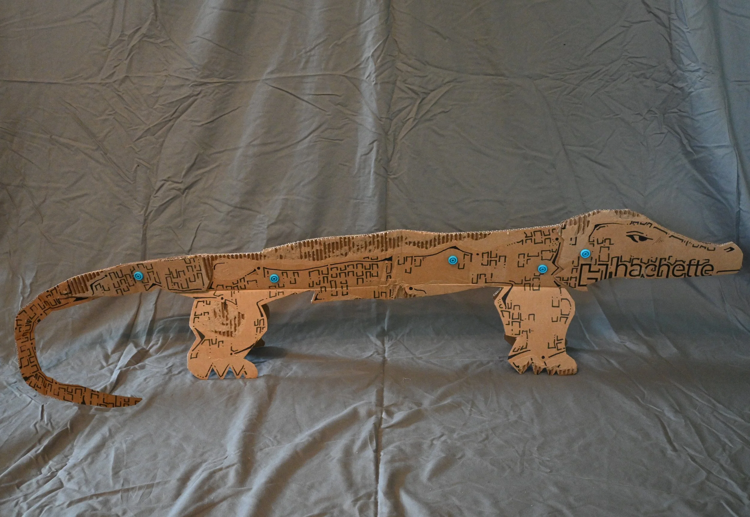 Animal Series Project: Crocodile (cardboard, "Makedo" fasteners, ink)
