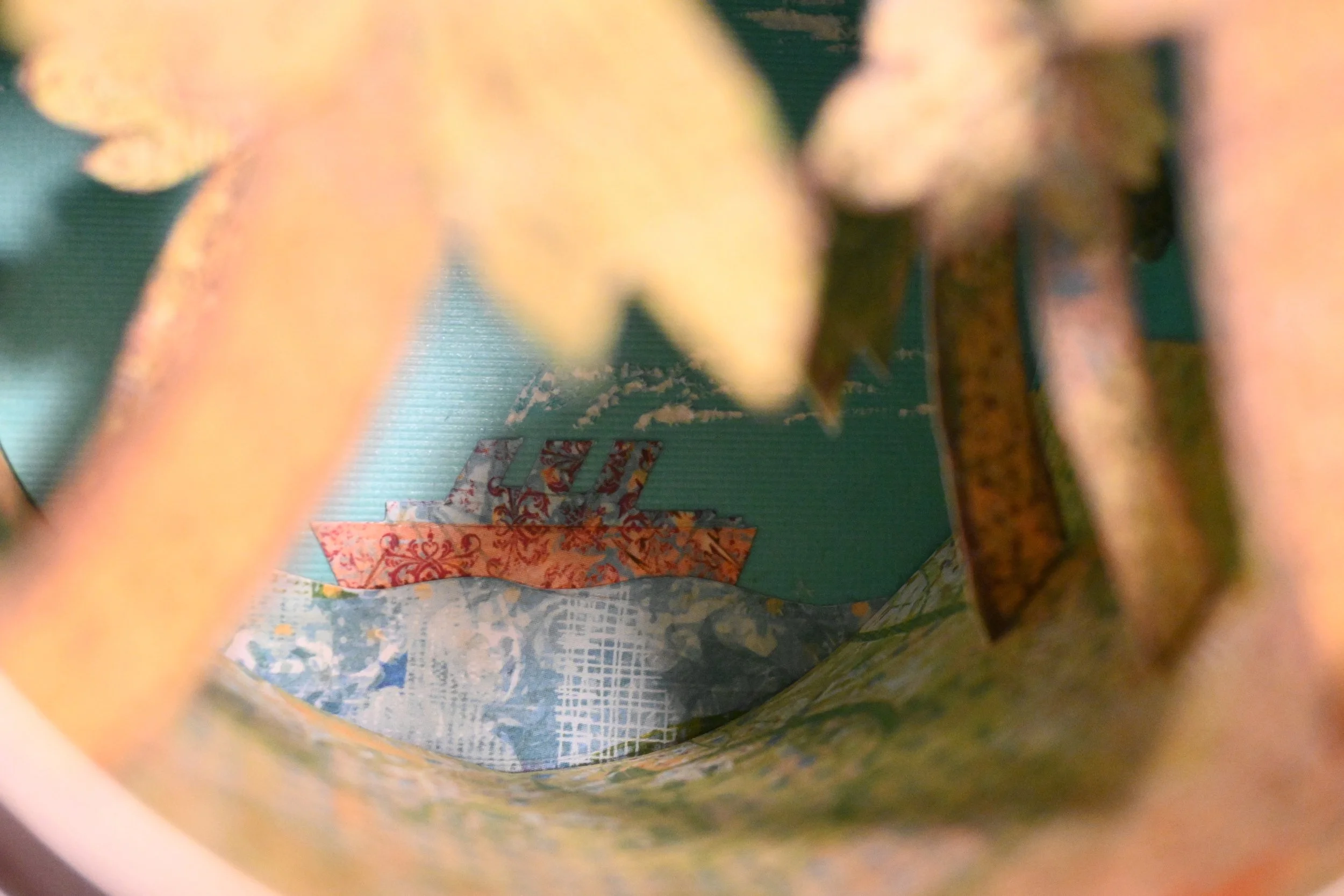 "Canned Desert Island" (metal can, paper, ink)