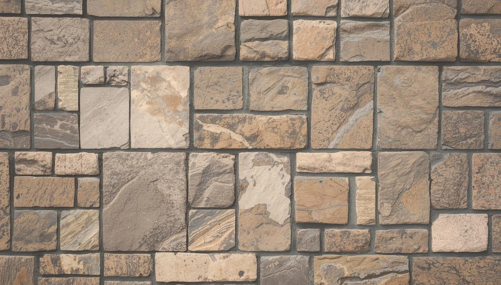 Top-down view of a stamped concrete patio in a flagstone random pattern.