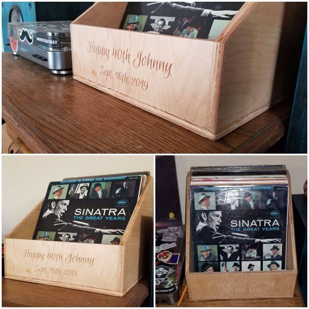 Here's a more recent build. My brother @johnandelishatorres recently got into vinyl (or records if you don't know). I bought some records for his birthday. Was going to just wrap them but then thought... I'll just make him a record holder! Made this 
